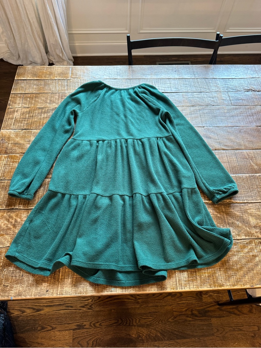 Cat & Jack Teal Tiered Long-Sleeve Girl's Dress